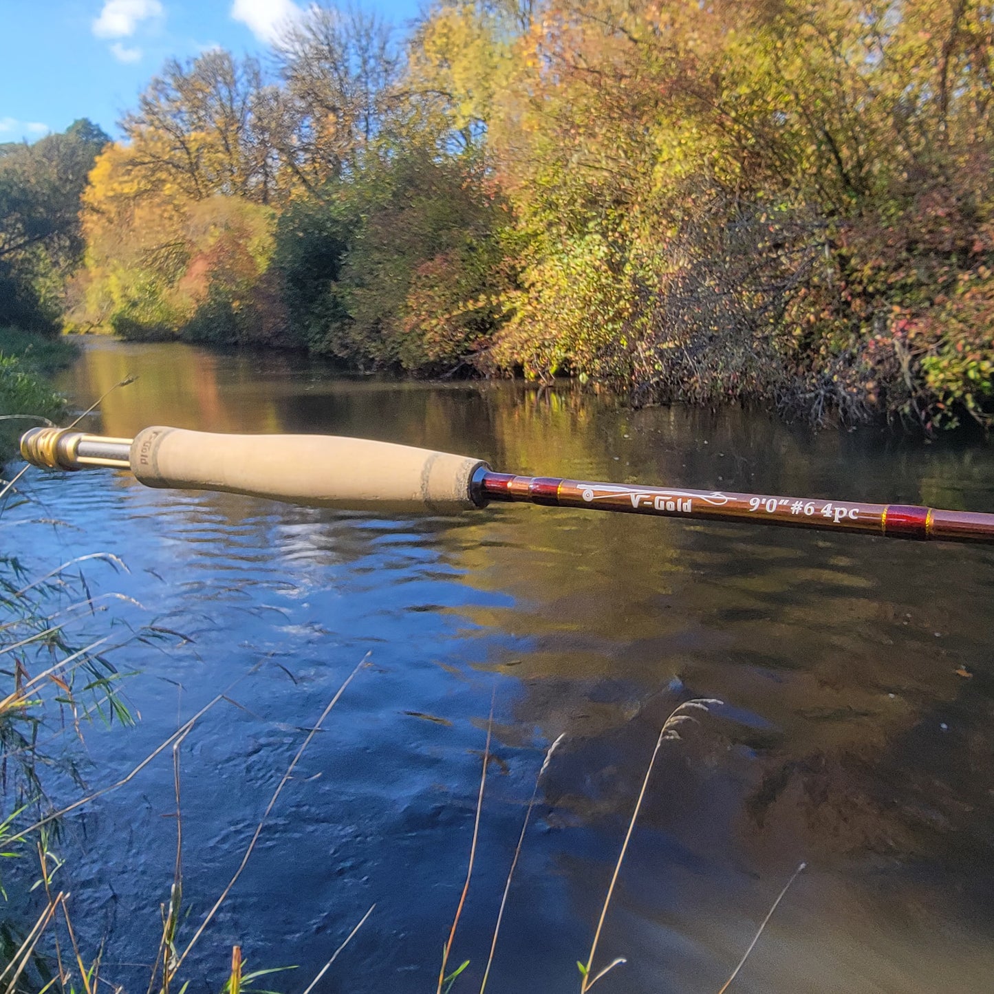 Golden Tippet - Carbon Fly Rod | V-Gold Series | 9 foot | 4,5,6,8 weight | 7 section