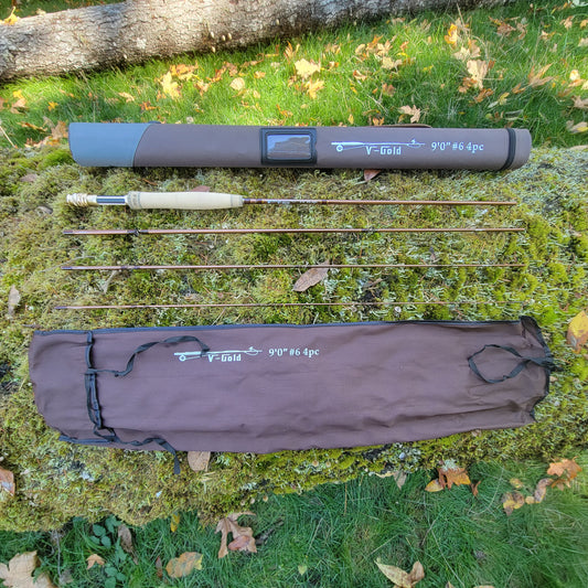Golden Tippet - Carbon Fly Rod | V-Gold Series | 9 foot | 4,5,6,8 weight | 7 section