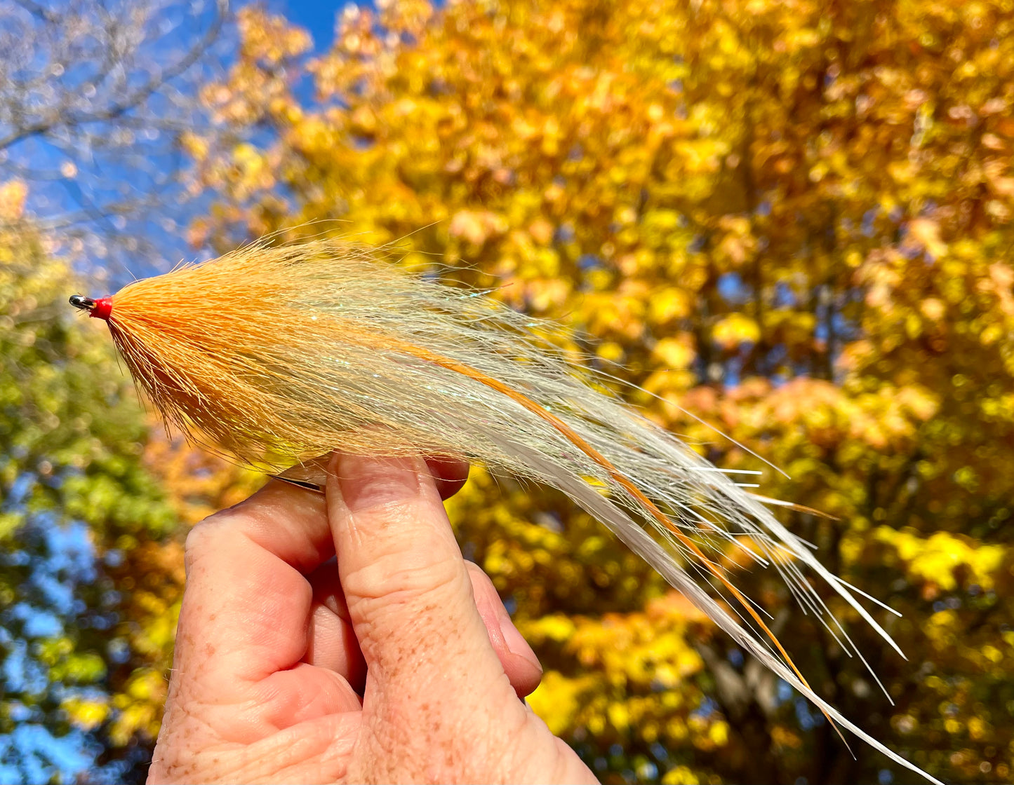 Reverse Bulkhead Hollow Fly - White body with orange head