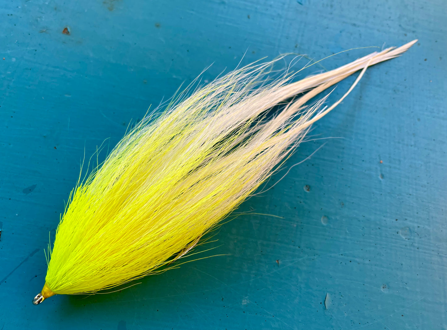 Reverse Bulkhead Hollow Fly - White body with chartreuse head