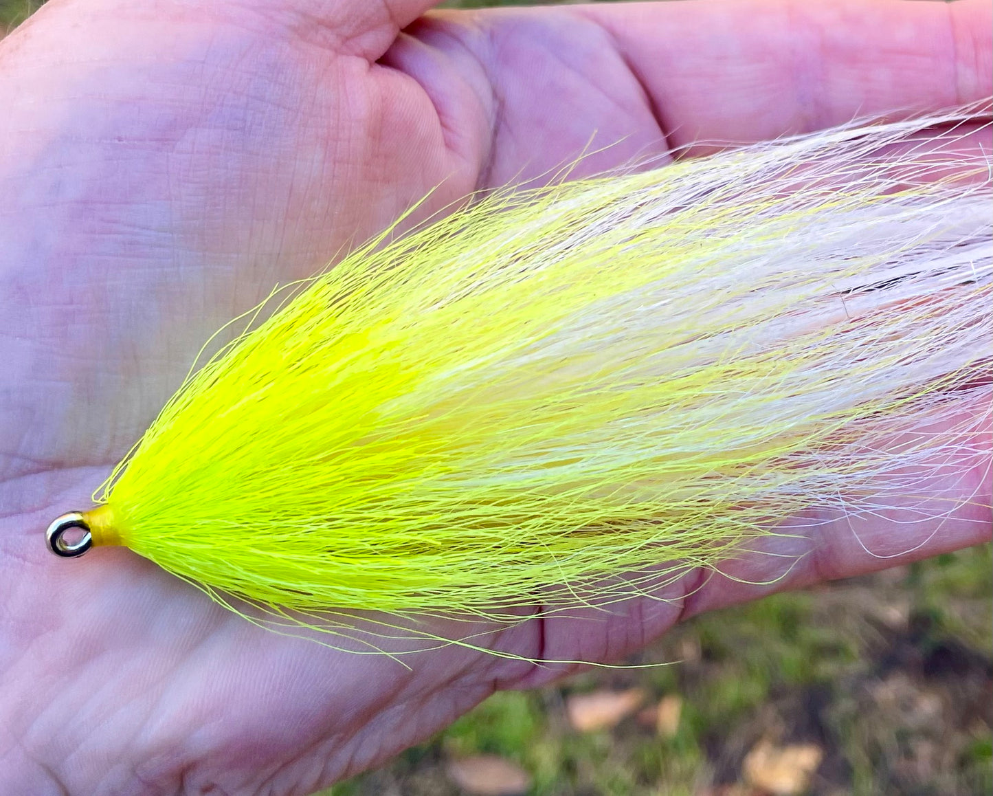 Reverse Bulkhead Hollow Fly - White body with chartreuse head